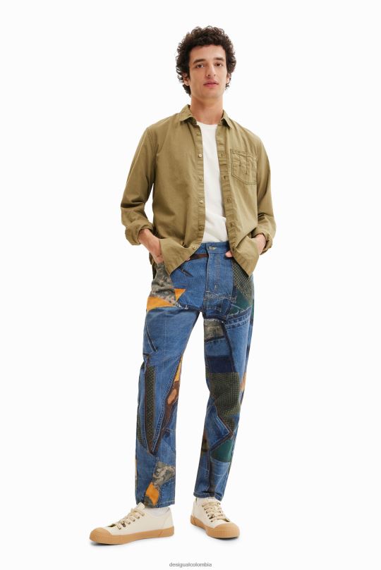 ropa 4802L1595 hombres Desigual camisa bordada de manga larga - Desigual shop