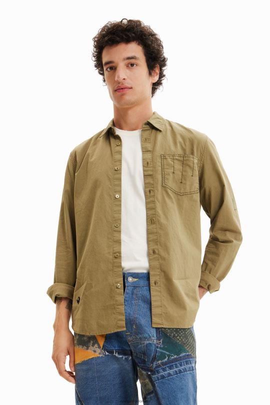 ropa 4802L1595 hombres Desigual camisa bordada de manga larga - Desigual shop