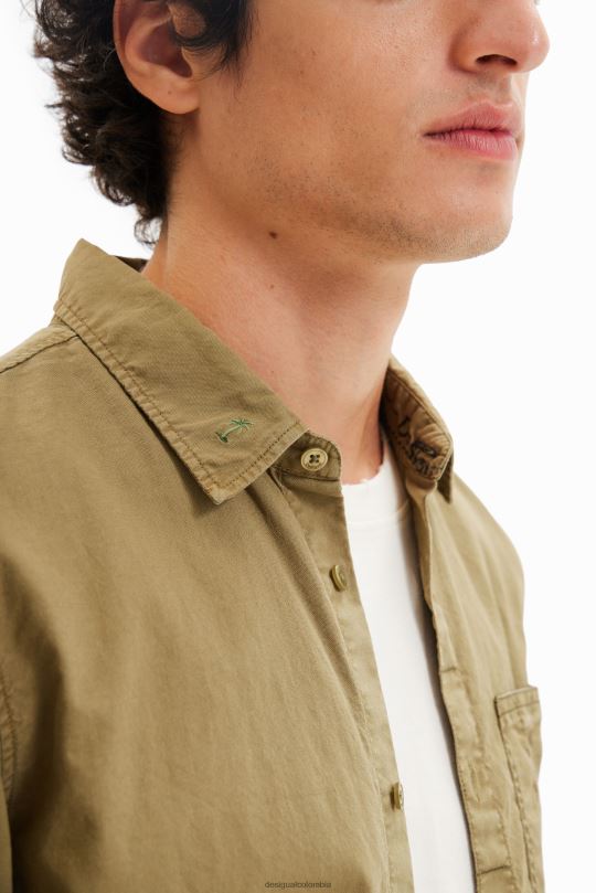 ropa 4802L1595 hombres Desigual camisa bordada de manga larga - Desigual shop