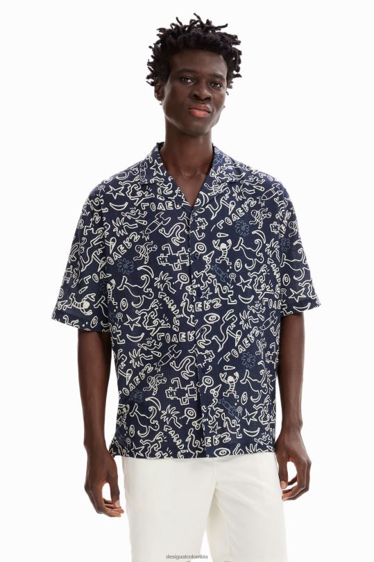 Desigual Colombia bolsos - ropa 4802L1605 hombres Desigual camisa de resort de ilustración