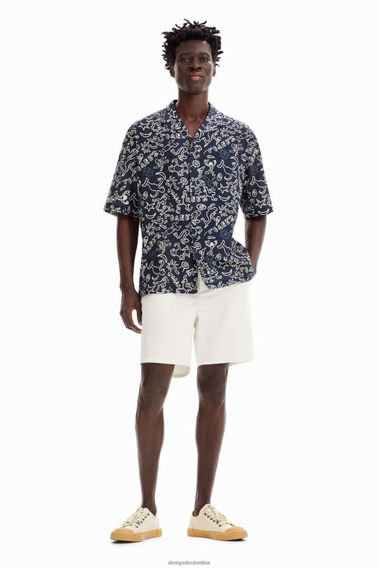 Desigual Colombia bolsos - ropa 4802L1605 hombres Desigual camisa de resort de ilustración