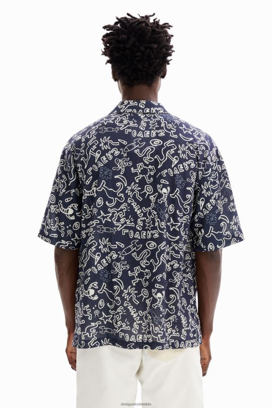 Desigual Colombia bolsos - ropa 4802L1605 hombres Desigual camisa de resort de ilustración