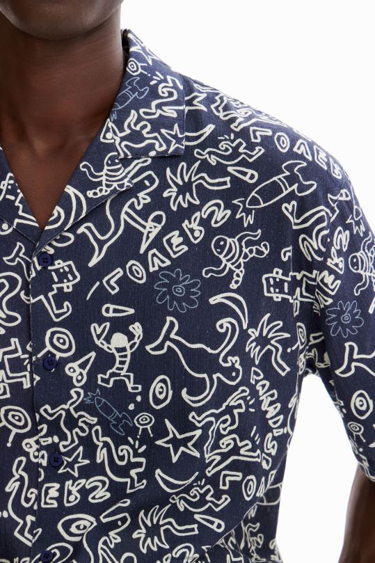 Desigual Colombia bolsos - ropa 4802L1605 hombres Desigual camisa de resort de ilustración