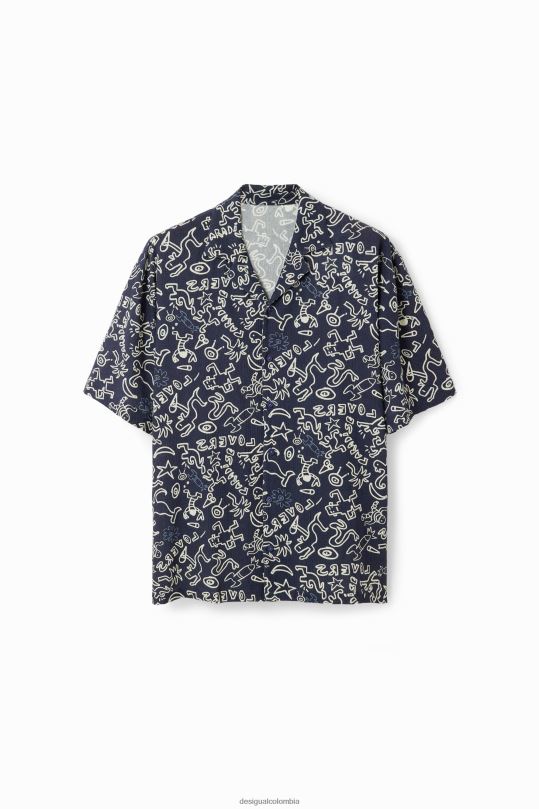 Desigual Colombia bolsos - ropa 4802L1605 hombres Desigual camisa de resort de ilustración