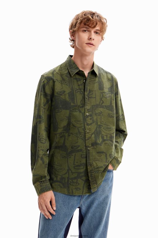 ropa 4802L1617 hombres Desigual camisa facial con lavado ácido - Desigual Colombia rebajas