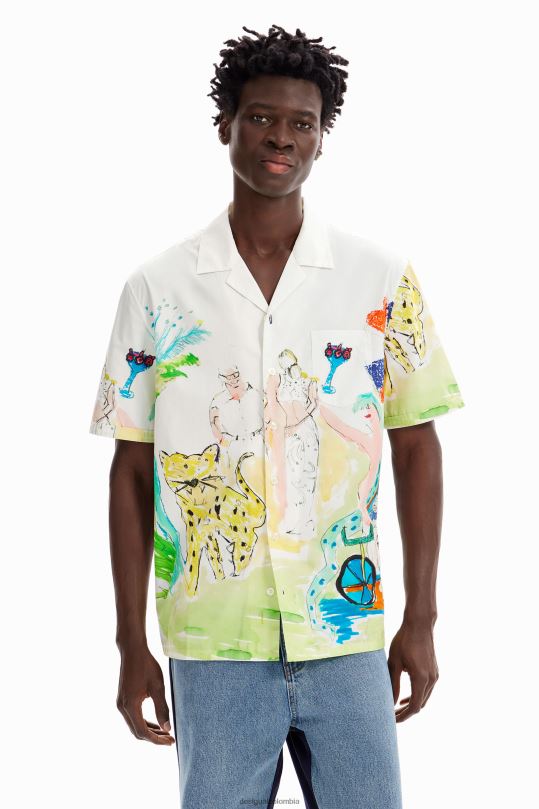 ropa 4802L1619 hombres Desigual camisa artística del resort - Desigual sale damen
