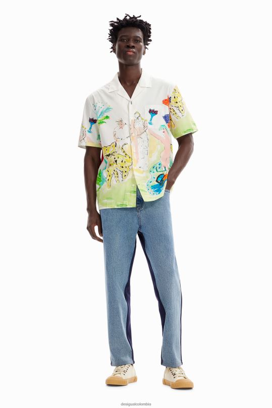 ropa 4802L1619 hombres Desigual camisa artística del resort - Desigual sale damen