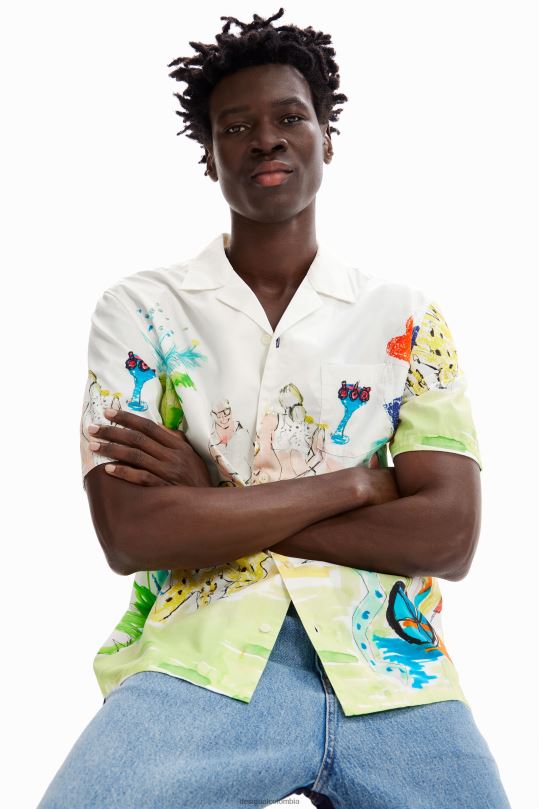 ropa 4802L1619 hombres Desigual camisa artística del resort - Desigual sale damen