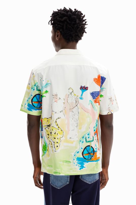 ropa 4802L1619 hombres Desigual camisa artística del resort - Desigual sale damen