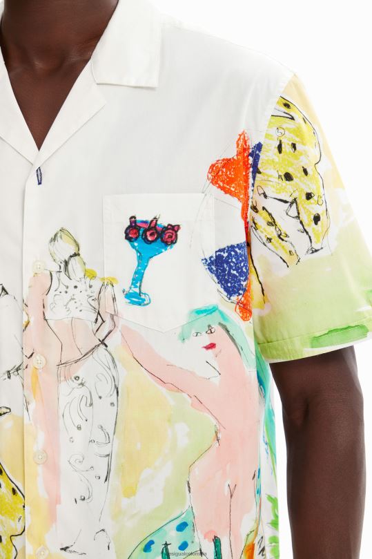ropa 4802L1619 hombres Desigual camisa artística del resort - Desigual sale damen