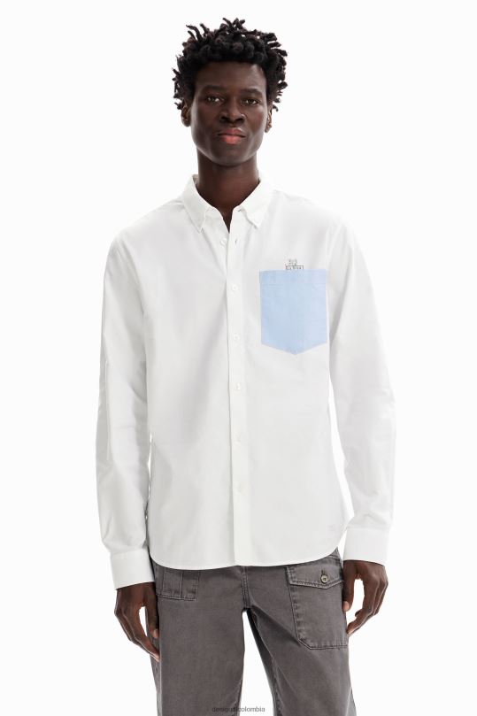ropa 4802L1643 hombres Desigual camisa con bolsillo liso - Desigual Colombia Medellín