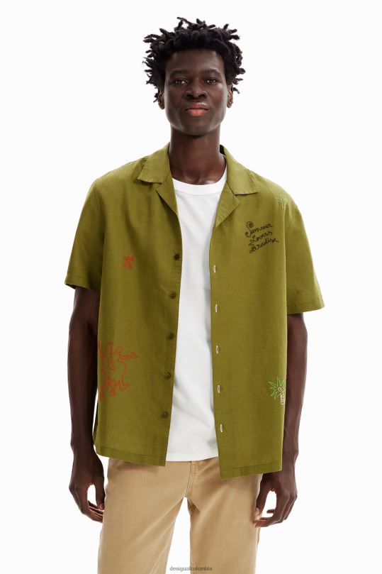 ropa 4802L1648 hombres Desigual camisa resort bordada - Desigual shop