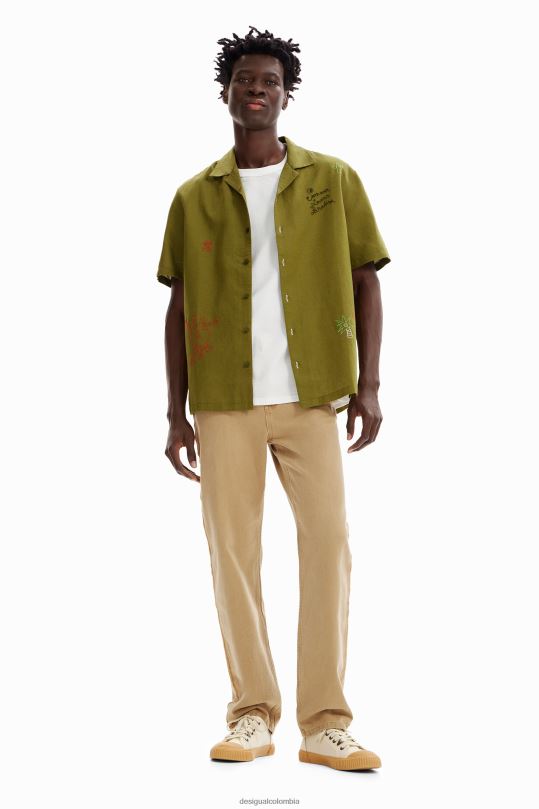 ropa 4802L1648 hombres Desigual camisa resort bordada - Desigual shop