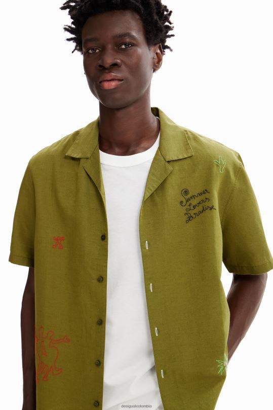 ropa 4802L1648 hombres Desigual camisa resort bordada - Desigual shop