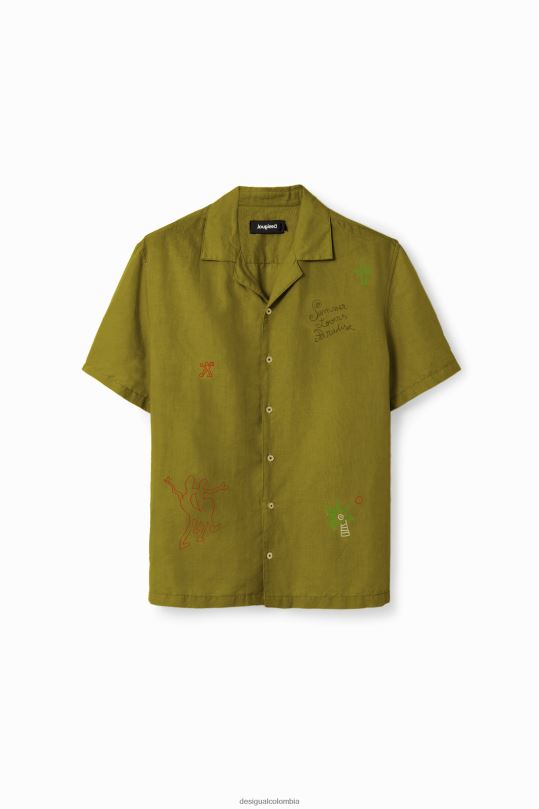 ropa 4802L1648 hombres Desigual camisa resort bordada - Desigual shop