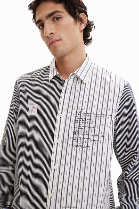 Desigual Colombia pagina oficial - ropa 4802L1651 hombres Desigual camisa mitad y mitad rayas