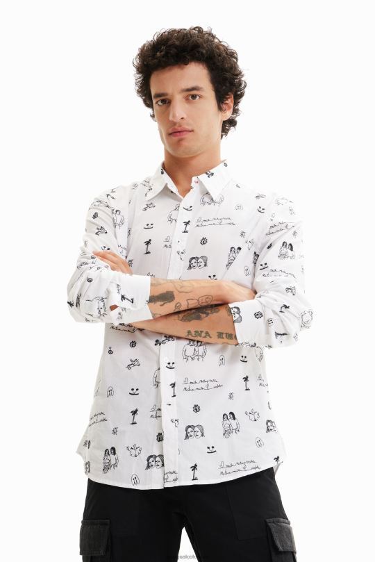 Desigual Colombia bolsos - ropa 4802L1657 hombres Desigual camisa de gasa bordada
