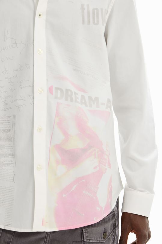 blusas Desigual bogota - ropa 4802L1659 hombres Desigual camisa de popelina tipo periódico