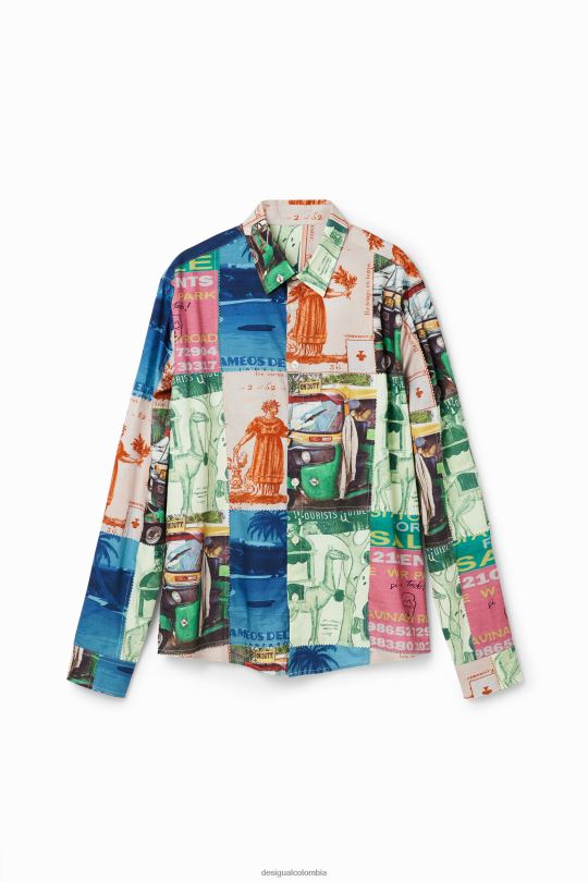ropa 4802L1672 hombres Desigual camisa con estampado de patchwork - Desigual Colombia rebajas
