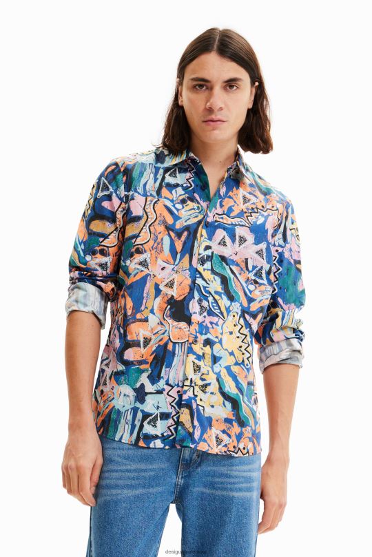 ropa 4802L1681 hombres Desigual camisa arty de manga larga - Desigual sale damen