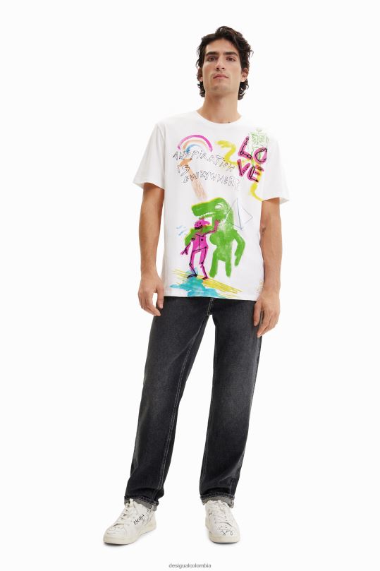 Desigual zapatos Colombia - ropa 4802L1523 hombres Desigual camiseta con ilustración artística