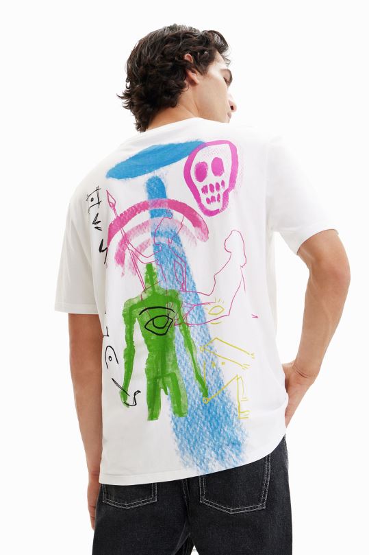Desigual zapatos Colombia - ropa 4802L1523 hombres Desigual camiseta con ilustración artística