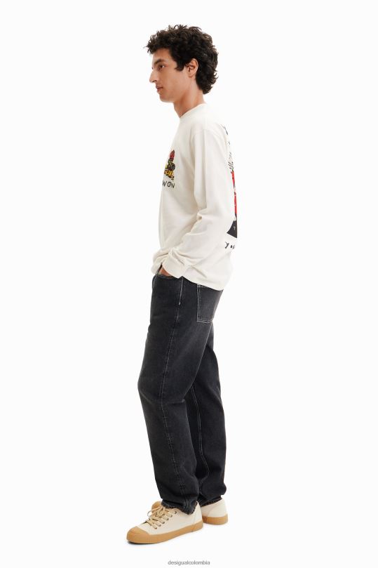 ropa 4802L1545 hombres Desigual camiseta manga larga con ilustración - Desigual sales online