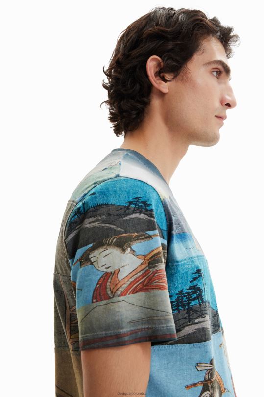 Desigual Colombia - ropa 4802L1559 hombres Desigual camiseta de manga corta con estampado japonés