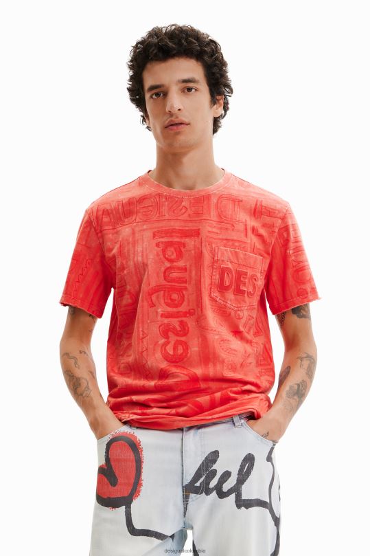 Desigual Colombia bolsos - ropa 4802L1560 hombres Desigual camiseta con logo en tejido lavado