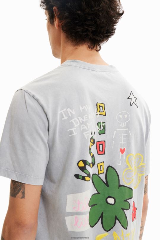 ropa 4802L1567 hombres Desigual camiseta con corazón bordado - Desigual Colombia rebajas
