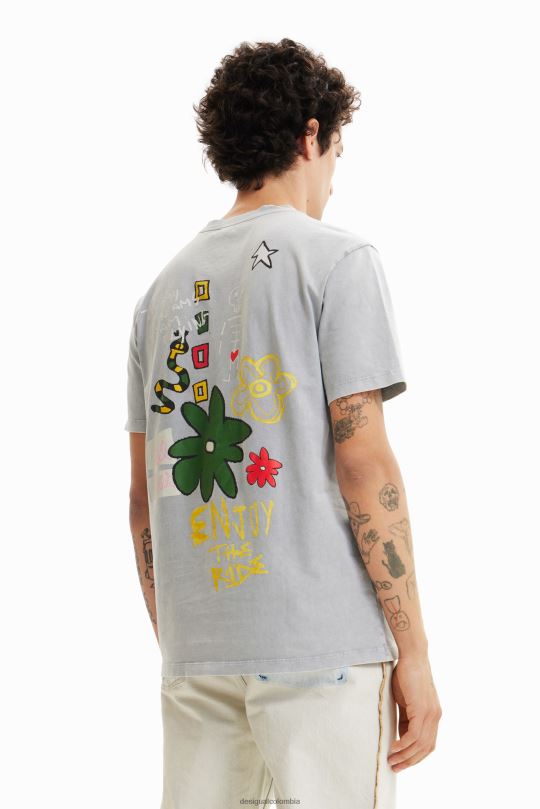 ropa 4802L1567 hombres Desigual camiseta con corazón bordado - Desigual Colombia rebajas