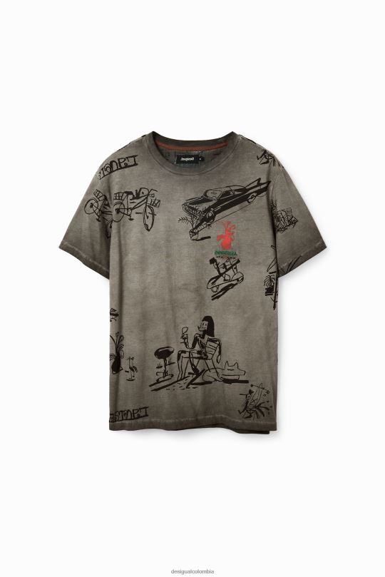 ropa 4802L1571 hombres Desigual camiseta con ilustración tejido lavado - Desigual sales online