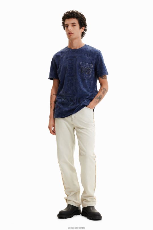 Desigual Colombia pagina oficial - ropa 4802L1574 hombres Desigual camiseta con logo en tejido lavado
