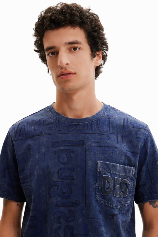 Desigual Colombia pagina oficial - ropa 4802L1574 hombres Desigual camiseta con logo en tejido lavado