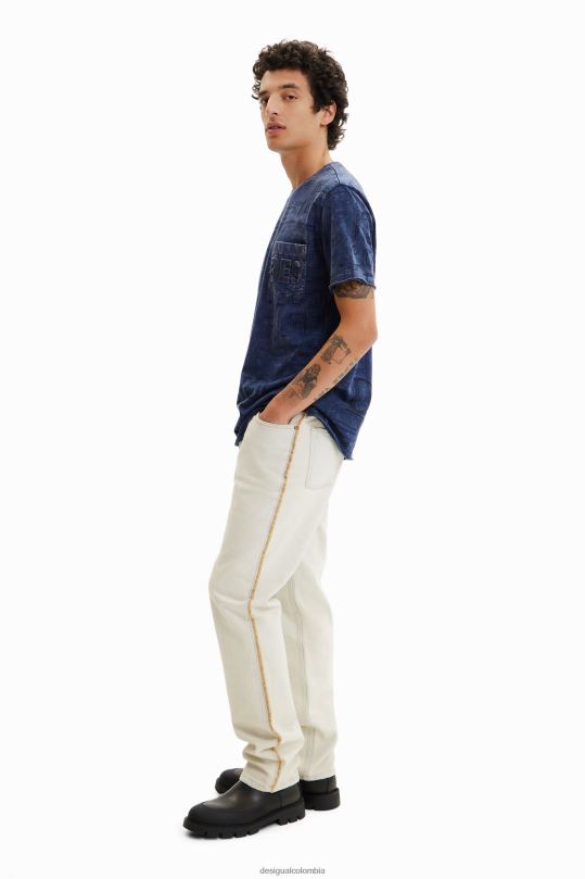 Desigual Colombia pagina oficial - ropa 4802L1574 hombres Desigual camiseta con logo en tejido lavado