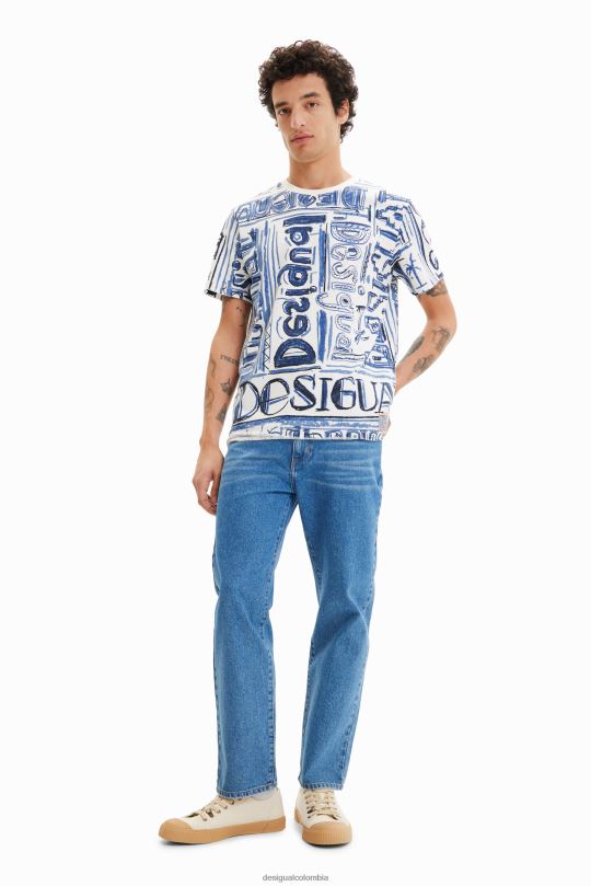 Desigual zapatos Colombia - ropa 4802L1592 hombres Desigual camiseta con logo artístico