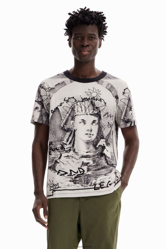ropa 4802L1598 hombres Desigual camiseta con esfinge en contraste - Desigual Colombia rebajas