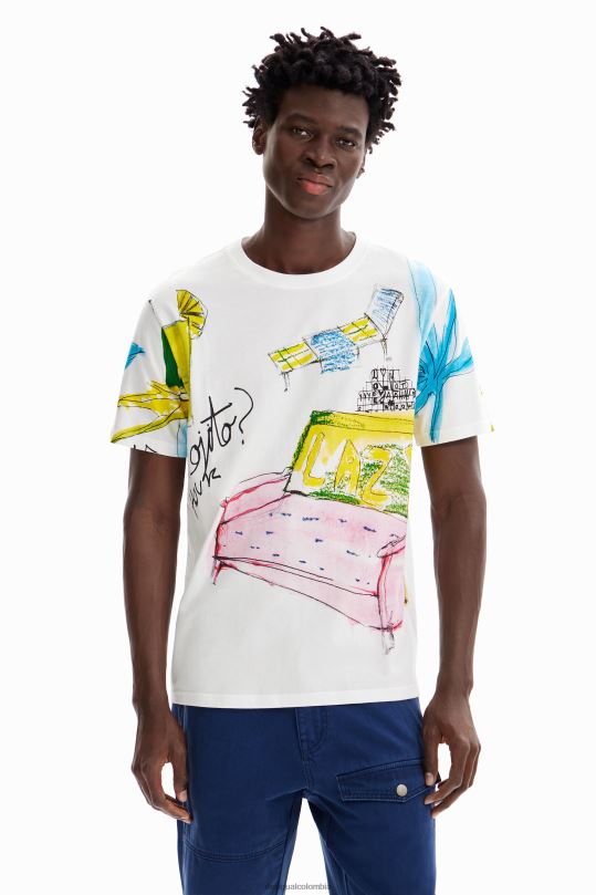 ropa 4802L1604 hombres Desigual camiseta de manga corta con ángel - Desigual sale damen