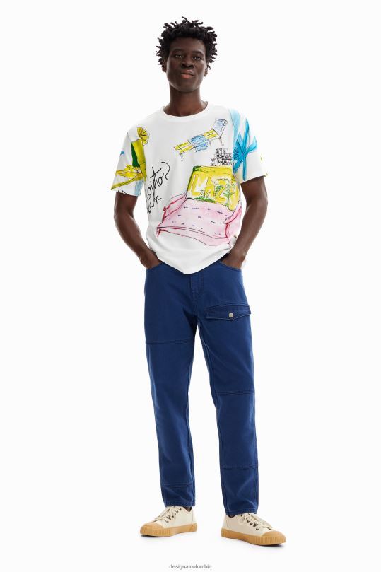 ropa 4802L1604 hombres Desigual camiseta de manga corta con ángel - Desigual sale damen