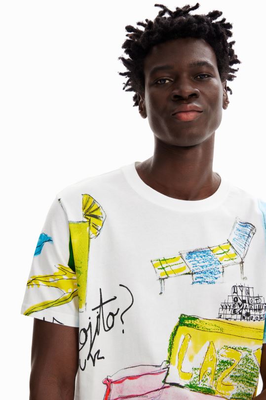 ropa 4802L1604 hombres Desigual camiseta de manga corta con ángel - Desigual sale damen