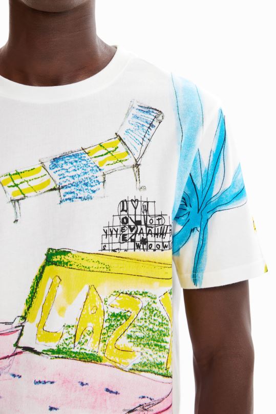 ropa 4802L1604 hombres Desigual camiseta de manga corta con ángel - Desigual sale damen