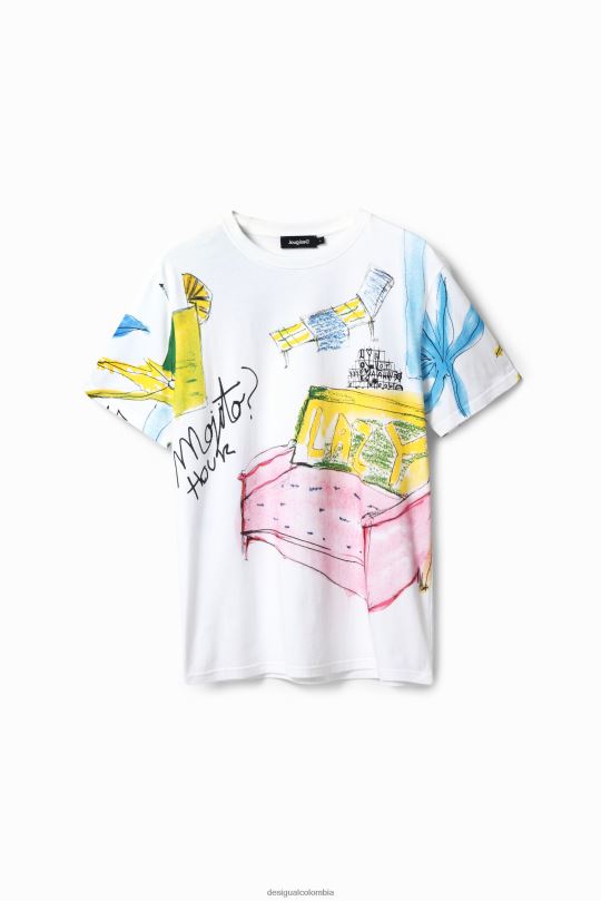 ropa 4802L1604 hombres Desigual camiseta de manga corta con ángel - Desigual sale damen