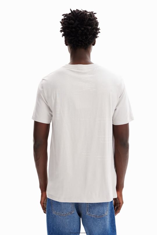 Desigual Colombia - ropa 4802L1630 hombres Desigual camiseta de algodón tipo periódico