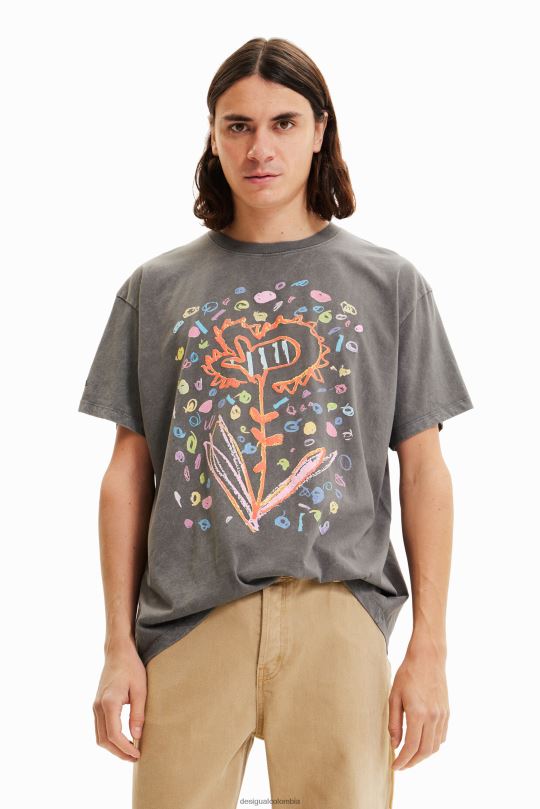 ropa 4802L1656 hombres Desigual camiseta oversize con flores - Desigual sales online