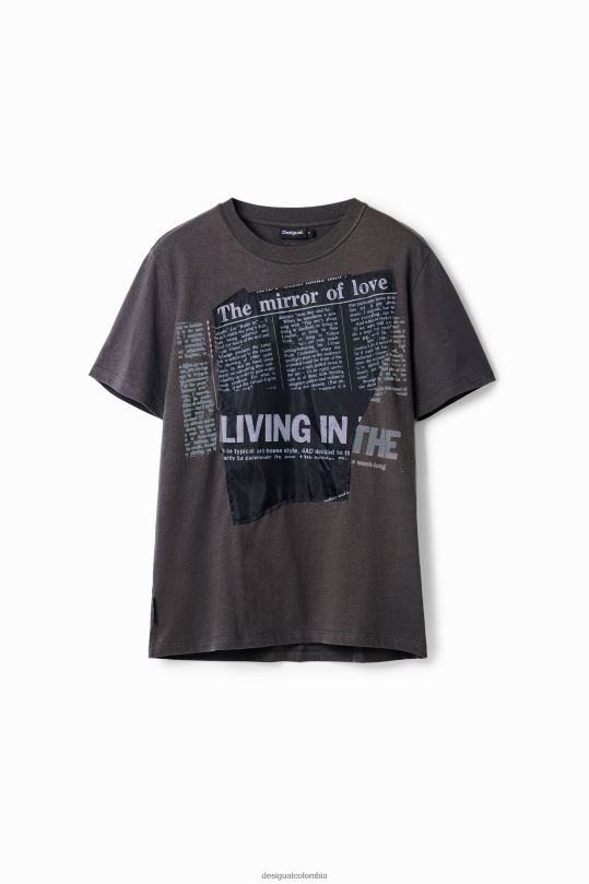 ropa 4802L1664 hombres Desigual camiseta con parche de periódico - Desigual shop