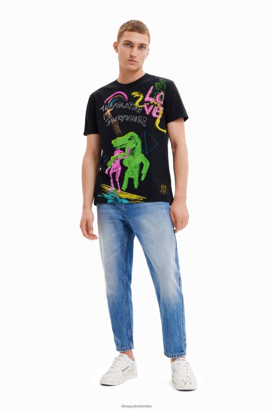 Desigual zapatos Colombia - ropa 4802L1675 hombres Desigual camiseta manga corta dinosaurio
