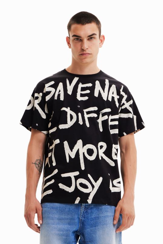 blusas Desigual bogota - ropa 4802L1676 hombres Desigual camiseta oversize con palabras
