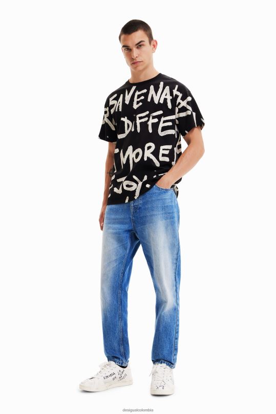 blusas Desigual bogota - ropa 4802L1676 hombres Desigual camiseta oversize con palabras