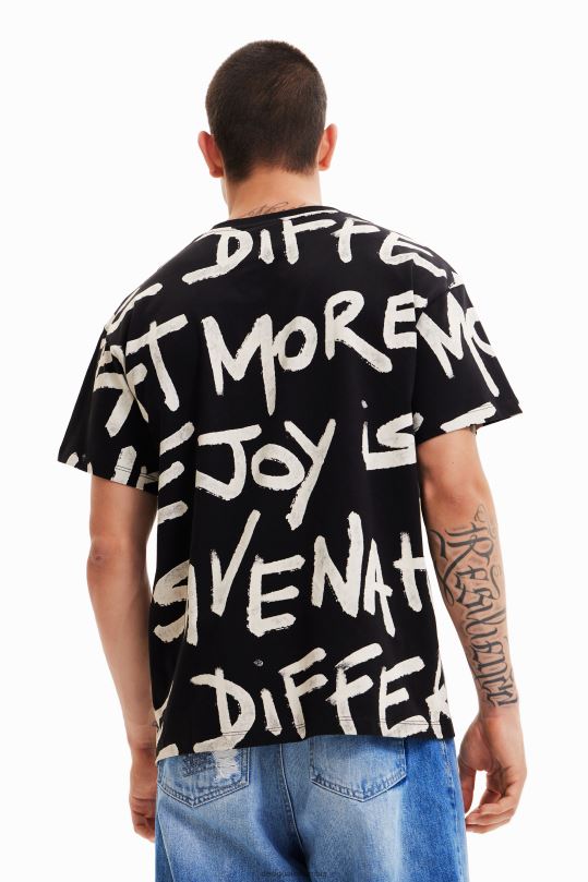 blusas Desigual bogota - ropa 4802L1676 hombres Desigual camiseta oversize con palabras