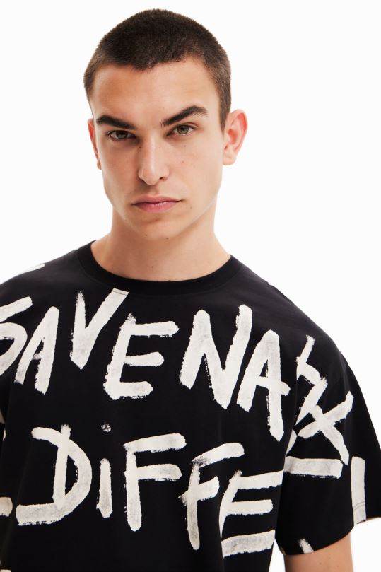 blusas Desigual bogota - ropa 4802L1676 hombres Desigual camiseta oversize con palabras